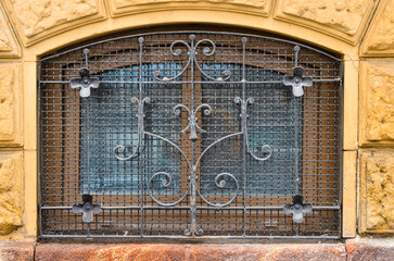 Wall Mural - view of old building with wooden window