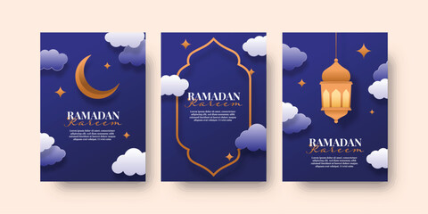 Set ramadan kareem flyer background illustration template design