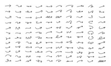 細い線で描かれた120種類の矢印のセット