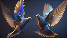 Doves Fly Away Blue And Yellow