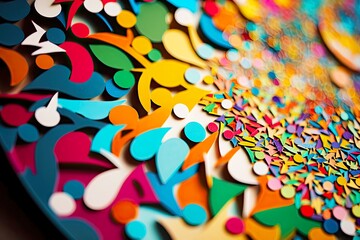 Sticker - a close-up of a single piece of colorful confetti, with its intricate details and patterns, created with generative ai