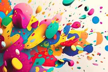 Wall Mural - a close-up of a colorful confetti explosion, with different shapes and sizes., created with generative ai