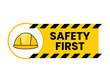 © Ikiry GR - safety first sticker with hard hat concept illustration flat design vector icon