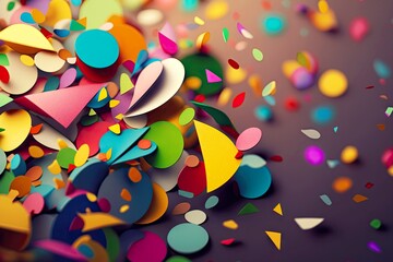 Sticker - a close-up of a single colorful confetti piece, with different shapes and textures., created with generative ai