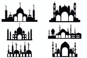 Wall Mural - vector set silhouette mosque in flat style 