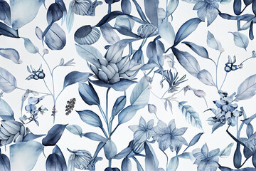 Botanical watercolor wallpaper pattern. generative ai