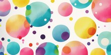 Colourful Polka Dot Abstract Background. Watercolour Pattern With Stripes. Hand Painted Art Background. Generative AI Image. 