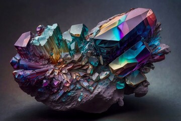 Sticker - beautiful mystical world of rainbow mineral and stone crystals, created with generative ai