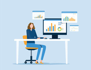 Wall Mural - Business people working for data analytics graph report dashboard and monitoring for business marketing planning and finance investment concept