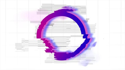 Neon Colorful Circle Distortion Animation with Glitch Effect. Futuristic Modern Background. 4K