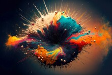 Explosion Of Colorful Paint On Dirty Surface In One Movement Generative Ai, Created With Generative Ai
