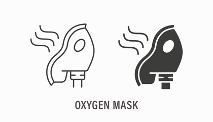 Oxygen mask icons. Vector illustration isolated on white background.