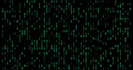 Wall Mural - green binary code on dark background. abstract technology futuristic digital background. 3d animatio