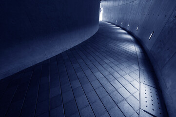 Poster - Empty modern pedestrian walkway in the dark