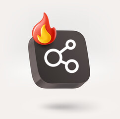 Aufkleber - Sharing icon with hot offer sign. 3d vector icon isolated on white background