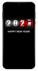 Aufkleber - Happy new year 2024 vector illustration with counter on phone screen