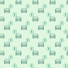 Poster - Car Price vector Buy or Sell Vehicle outline seamless pattern