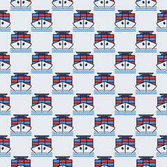 Poster - Ship with Containers vector International Cargo colored seamless pattern