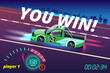 Car racing game in display menu juning for upgrade performance car of game player.