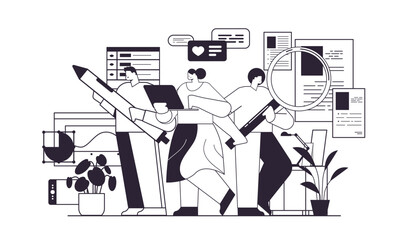 Wall Mural - digital designers programmers and analysts team working together developers optimizes software engin