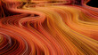 © RocknRoller Studios - Colorful Lines Background with Orange, Yellow and Red Curves. 3D Render.