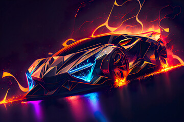 Sticker - concept of a futuristic abstract design sports car