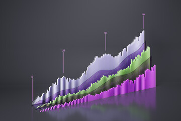 Wall Mural - economy growth, investing and finance concept with perspective view on level indicators above digita