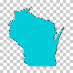 Wisconsin map shape, united states of america. Flat concept icon symbol vector illustration