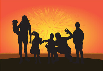 Poster - Vector silhouette of family.	
