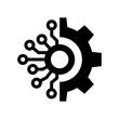 Circuit board with gear icon, Smart AI Cogwheel engineering technological concept, Digital technology, Vector illustration