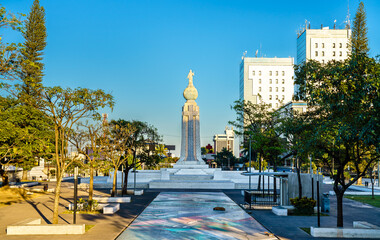 Poster - Jesus Crist statue on the globe, Monument to the Divine Savior of the World in San Salvador, El Salvador, Central America