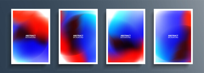 Poster - Set of bright multicolored backgrounds with red and blue color gradients. Vibrant color graphic templates collection for brochures, posters, flyers and covers. Vector illustration.
