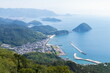 Landscape of ohama port in shonai peninsula , view from Mt. shiude , mitoyo city, kagawa, shikoku, japan