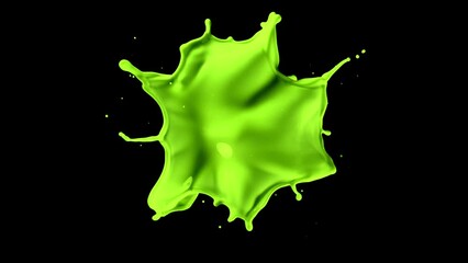 Sticker - Super slow motion of flying abstract green splash on black background. Filmed on high speed cinema camera, 1000 fps.