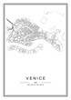 Black and white printable Venice city map, poster design, vector illistration.