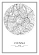 Black and white printable Vienna city map, poster design, vector illistration.