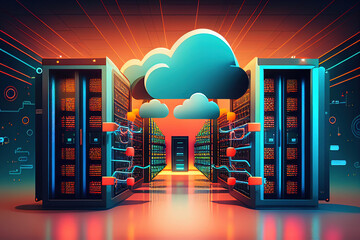 The digital transformation begins at a big data center technology warehouse, initiating server information digitalization. SAAS, cloud computing, web service integration commences