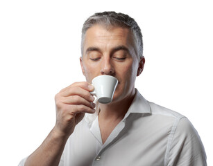 Handsome man drinking a cup of coffee