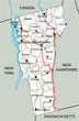 High detailed Vermont road map with labeling.