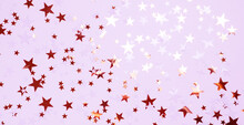 Shiny Pink, Golden And Lilac Star Celebration Background