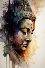 Buddha graphic design illustration background, generative ai