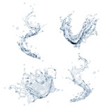 Fototapeta Przestrzenne - Set of pure water splashes. 3d illustration