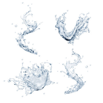 Wall Mural -  - Set of pure water splashes. 3d illustration