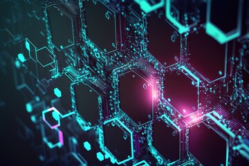 Futuristic data flow, data transfer technology. Cyberpunk, big data and cybersecurity. Cyberspace, blockchain transactions. abstract technology background,