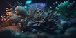 Unterwasser Welt mit außergewöhnlichen Pflanzen und Lebewesen. AI generativ