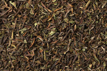 Sticker - Organic Nepal Oolong Jun Chiyabari dried tea leaves full frame