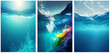 Multicolored underwater backgrounds with ink. AI generative.