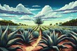 sky filled with clouds, agave fields, and a breeze Generative AI