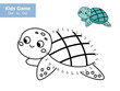 Number game. Dot to dot. Cute turtle. Cartoon sea animal. Educational puzzle. Printable activity page for kids. Connect the dots and color. Vector illustration.