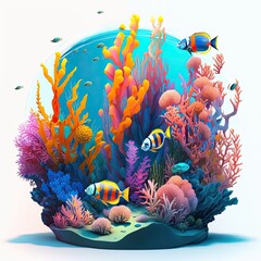 Wall Mural - coral reef and fish Generative Ai